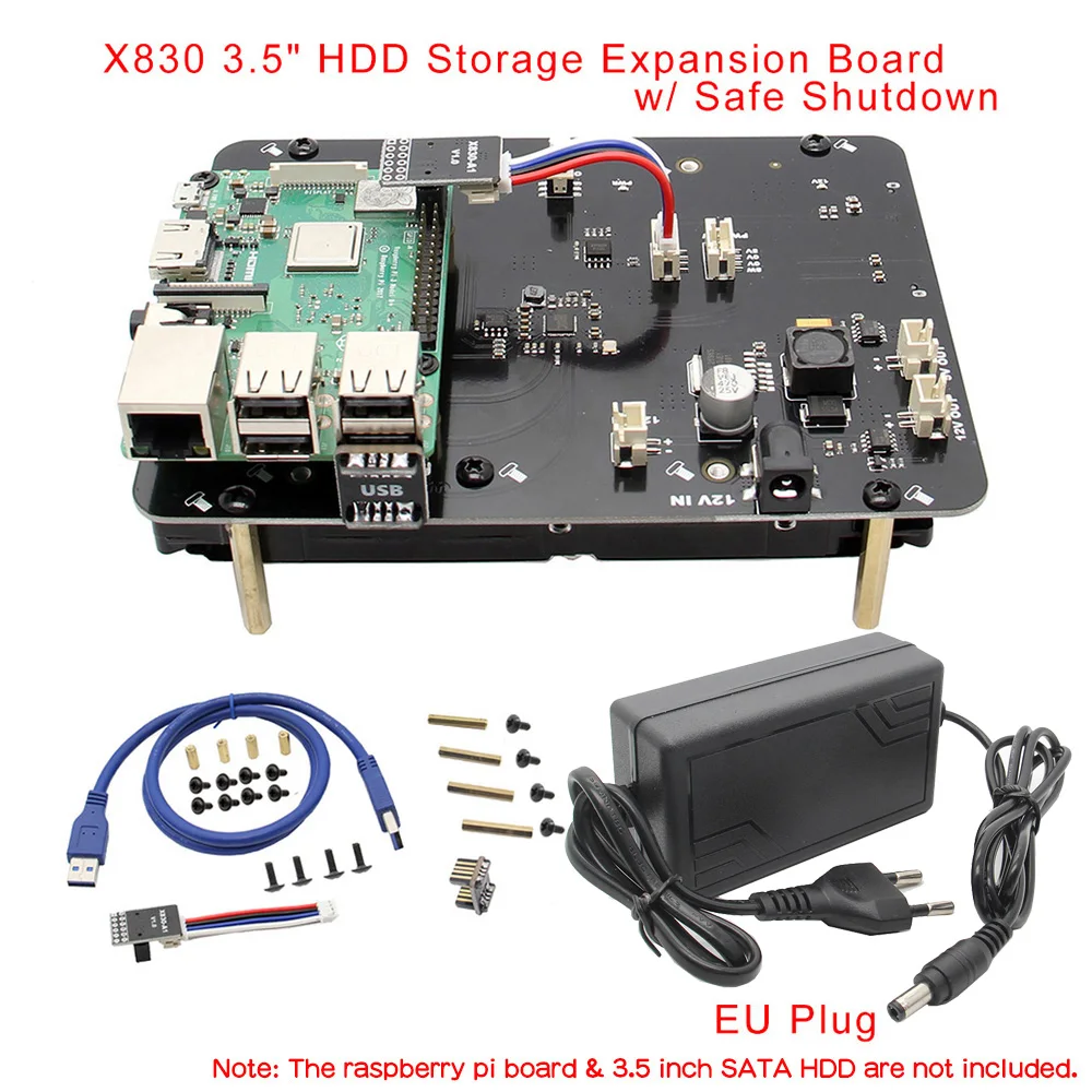 Raspberry Pi X830 V2.0 3 5 дюймов SATA HDD плата расширения хранения с блоком питания/адаптером