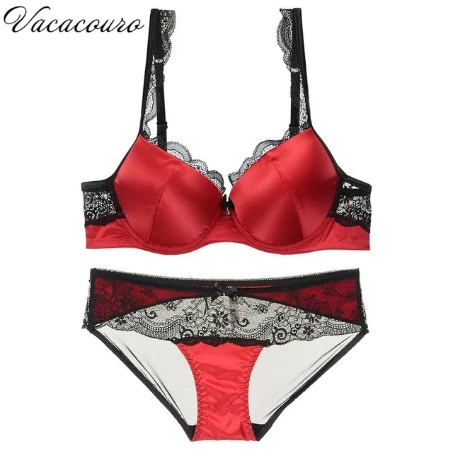 Sexy Lingerie Smooth Satin Bra Brief Set Newest Sexy Underwear Women