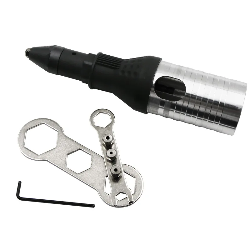 Electric Rivet Nut Gun Riveting Tool Cordless Riveting Drill Adaptor Insert nut tool Multifunction Nail Gun Auto Rivet - Color: Black Upgrades