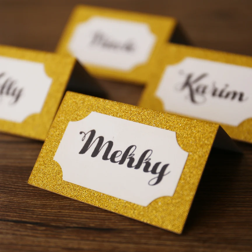 30pcs Personalized Glitter Gold Place Cards Party Supplies Gold