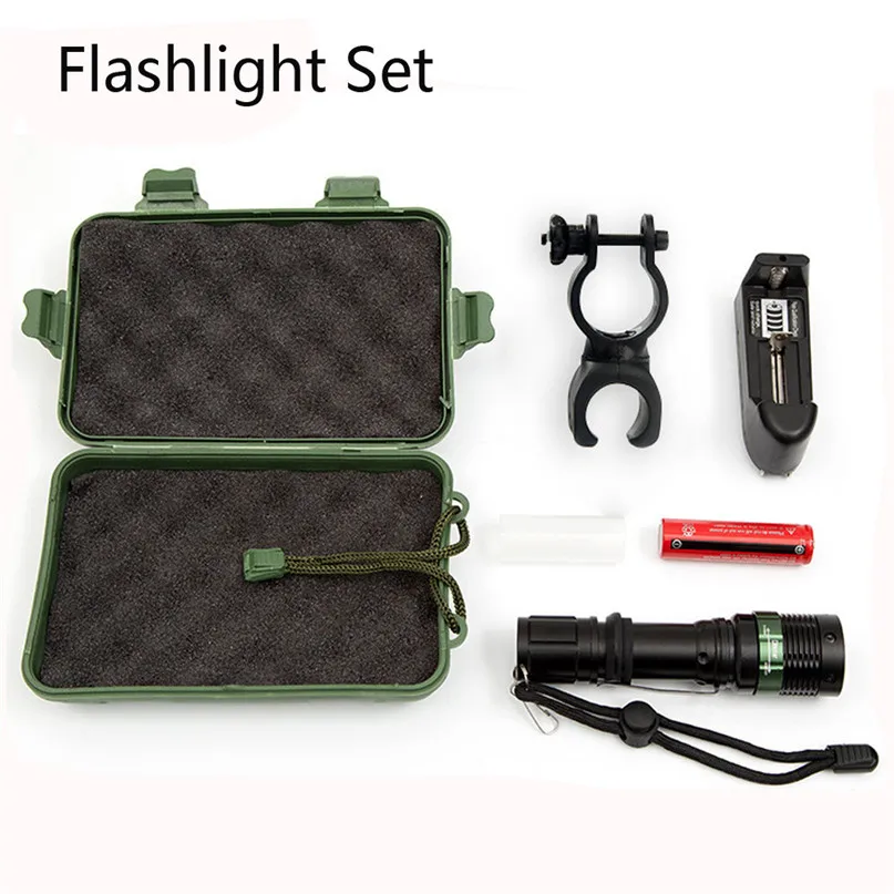

Bicycle Front Light LED Flashlight Set 18650 High Power LED Torch Lamp + Charger + Battery + Flashlight Holder Clip #2M02