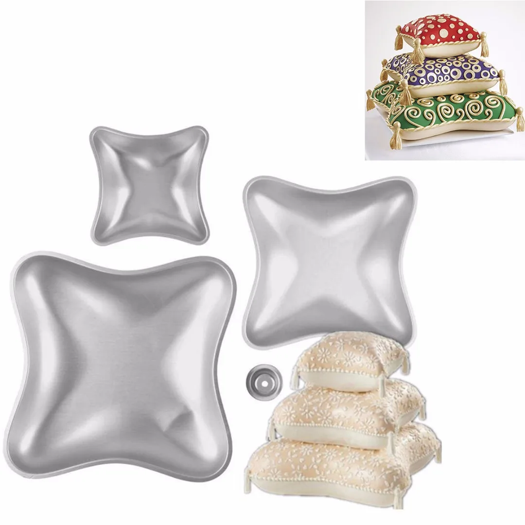 New 4pcs Cake Tins Mold Pillow Cushion Shape Cake Baking Pan Aluminium Alloy Mold