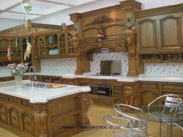 الفاخرة الصلبة الخشب مطبخ مجلس الوزراء (LH-SW032)