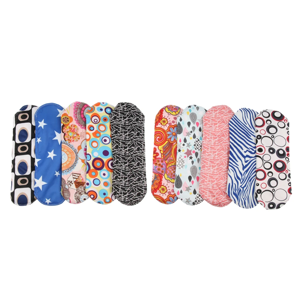 

5PCS 11.4inch Sanitary Pads Reusable Cloth Menstrual Pads Panty Liners Super-Absorbent for Heavy Flow