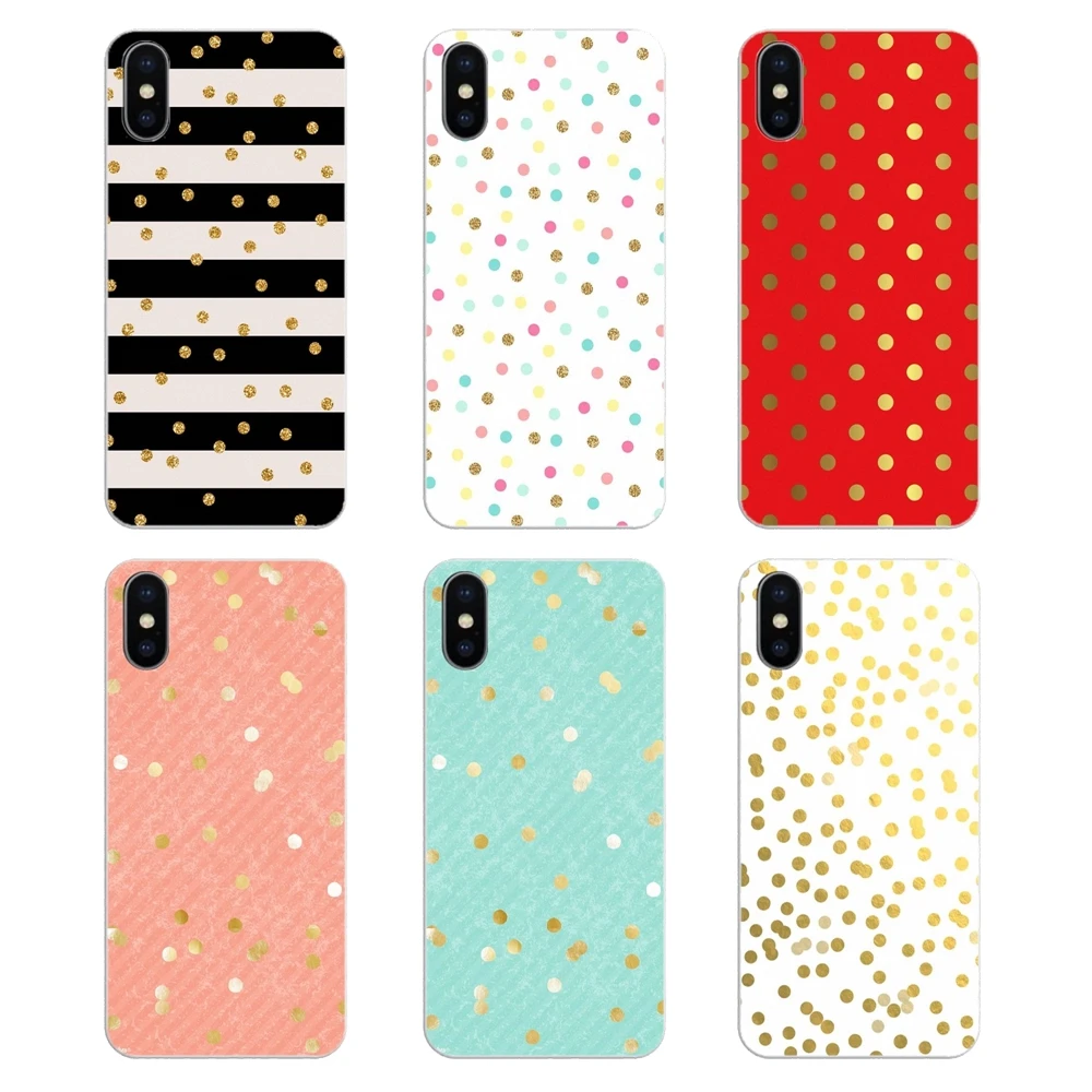 For iPod Touch iPhone 4 4S 5 5S 5C SE 6 6S 7 8 X XR XS Plus MAX Mobile Phone Case Red Pink Yellow Gold Confetti Dots Art Pattern |