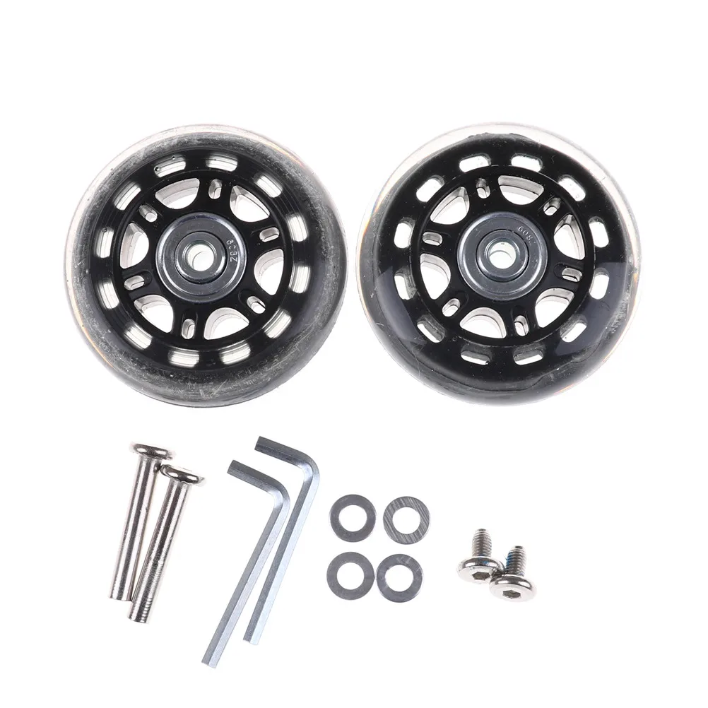 1 Pair Gray Metal Replacement Luggage Suitcase Wheels 70x24mm Rubber