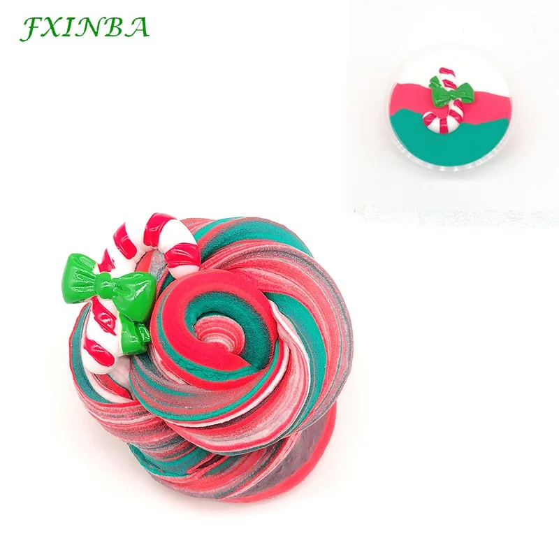 FXINBA 60 мл/коробка Рождество смешанный цвет слизи пушистые игрушки мягкая полимерная глина Lizun поставки слаймов DIY кусочки пластилина антистресс - Цвет: Red White Green