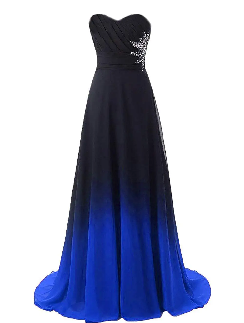 

Ombre Gradient Prom Dresses Long 2019 Women's A-line Sweetheart Sleeveless Sexy Blue Backless Special Occasion Party Gala Dress