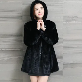 

New Fashion Women Winter Clothing 2018 New Winter Clothes Hooded Overcoat Imitation Mink Fur Coat Faux Fur Coat