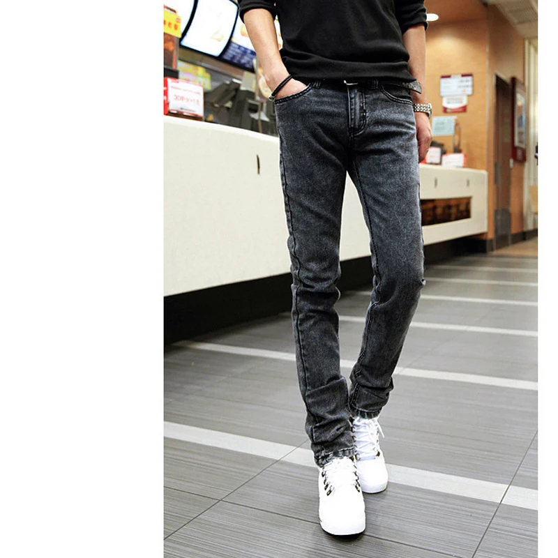 Модный стиль, снежно-серые прямые облегающие джинсы, мужские уличные штаны-шаровары в стиле хип-хоп для мальчиков, повседневные Стрейчевые брюки для подростков