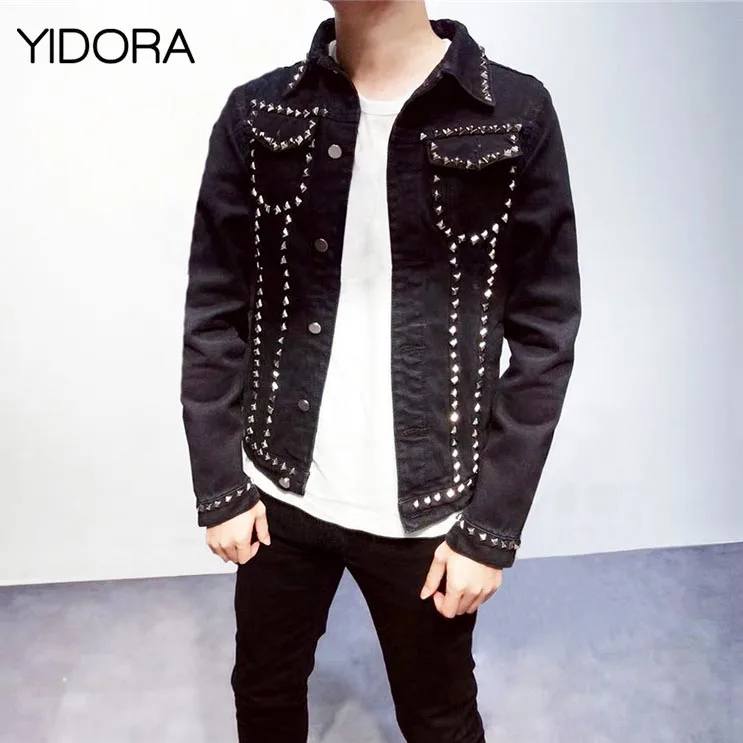 studded black jean jacket