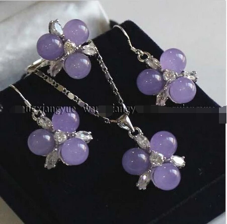 

8mm Alexandrite Beads Earrings & Ring & Necklace Pendant Set" ^^^@^18K GP style Fine jewe Noble Natural jade FREE SHIPPING