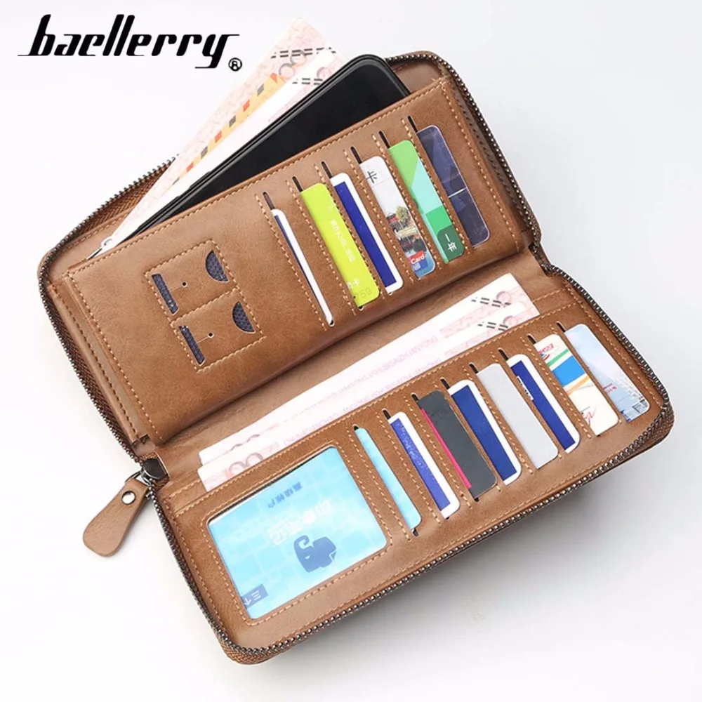 Baellerry/мужские кошельки на молнии 14 держателей для карт Коричневый мужской