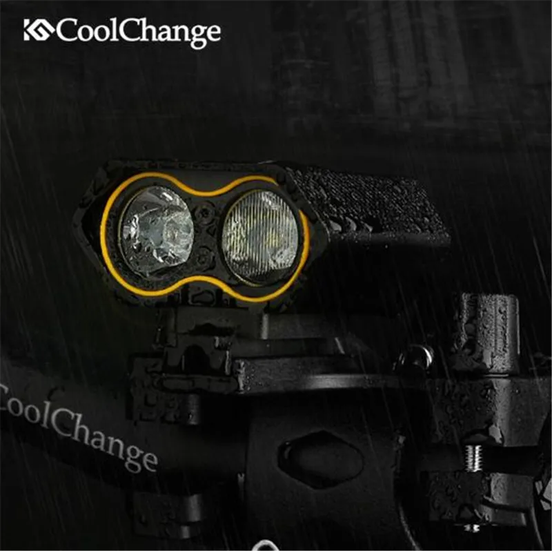 

CoolChange LED Bike Light Waterproof Bicycle Flashlight T6 Lamp Power Bank USB Headlight Front Light MTB Bicycle Accessories