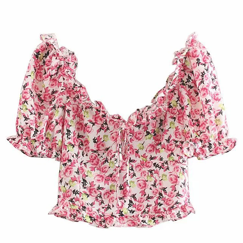 

Fandy Lokar Slash Neck Short Blouses Women Fashion Tie Belt Shirts Women Elegant Elastic Bust Tops Female Ladies GX