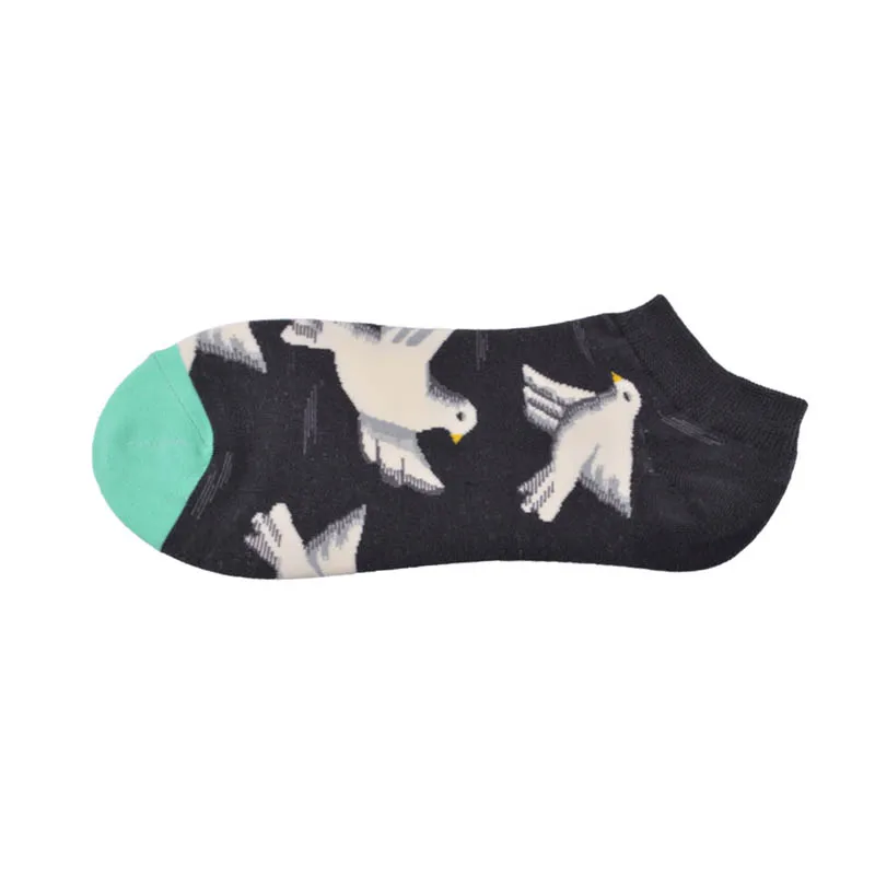 Летние носки с изображением космонавта, мопса, ленивеца, Счастливого цыпленка, уличные носки, хлопковые короткие забавные носки-башмачки для женщин и мужчин, мужские носки, Тапочки - Цвет: 4