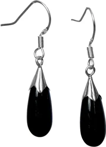 

fashion lady's New Pair black agate &925 Sterling Silver Earrings