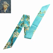 Ван Гог Картина маслом сумки шарфы обтягивающие шарфы для женщин дизайн шелковый шарф женский многофункциональный платок