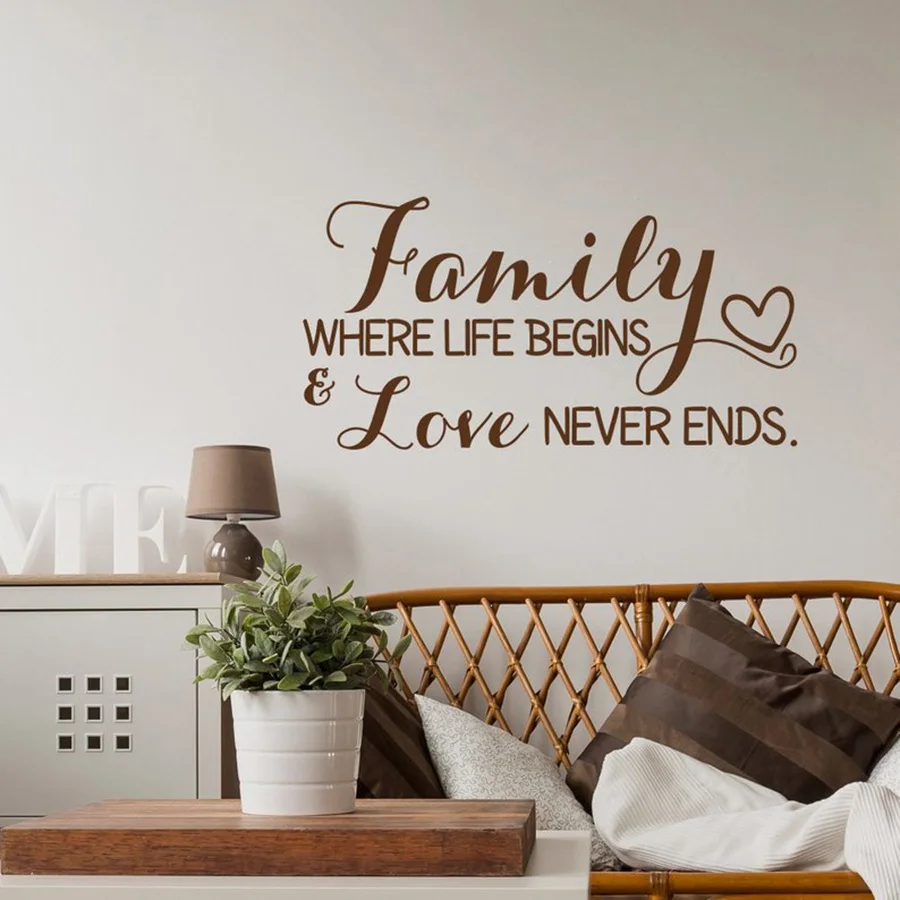 Details about   Family where life begins & Love never ends" Decal Vinyl Wall Art Sticker decor