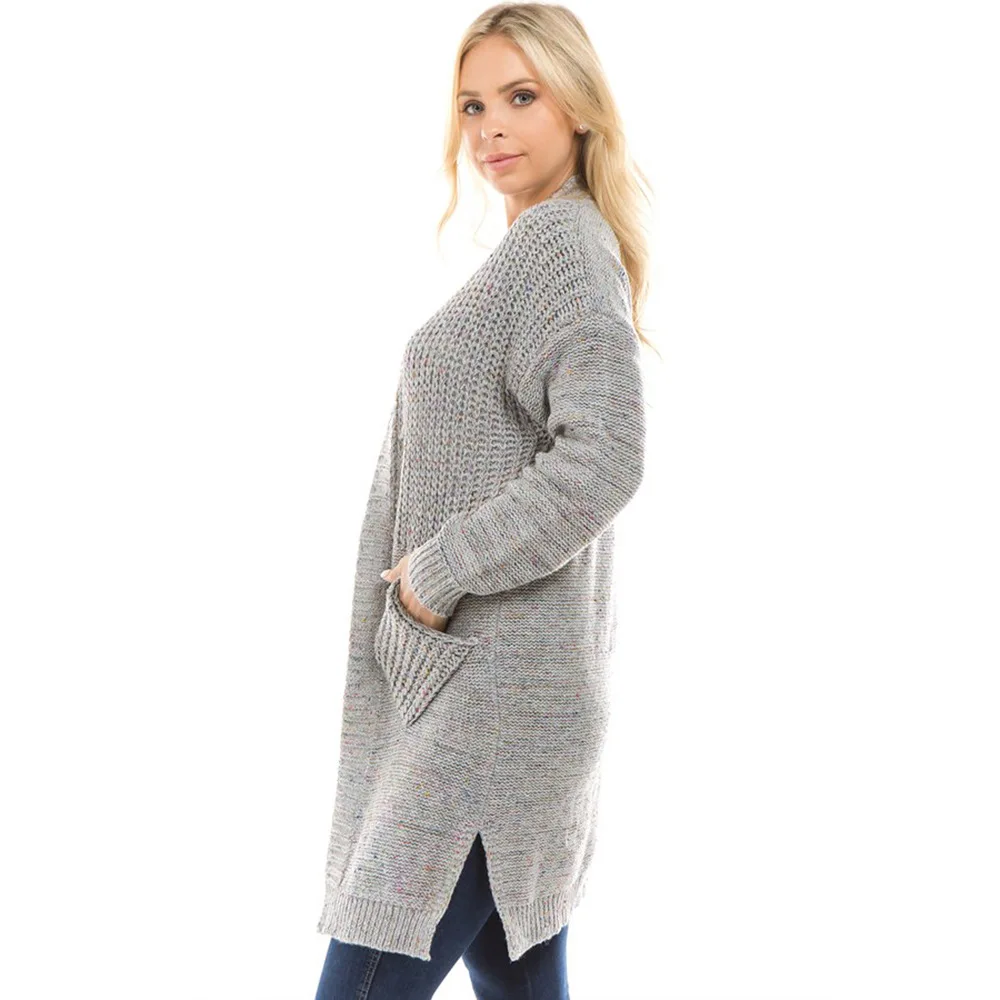 windbreaker womens open stitch solid woman knit trench spring elegant female long knit trench plus size clothes gothic coat