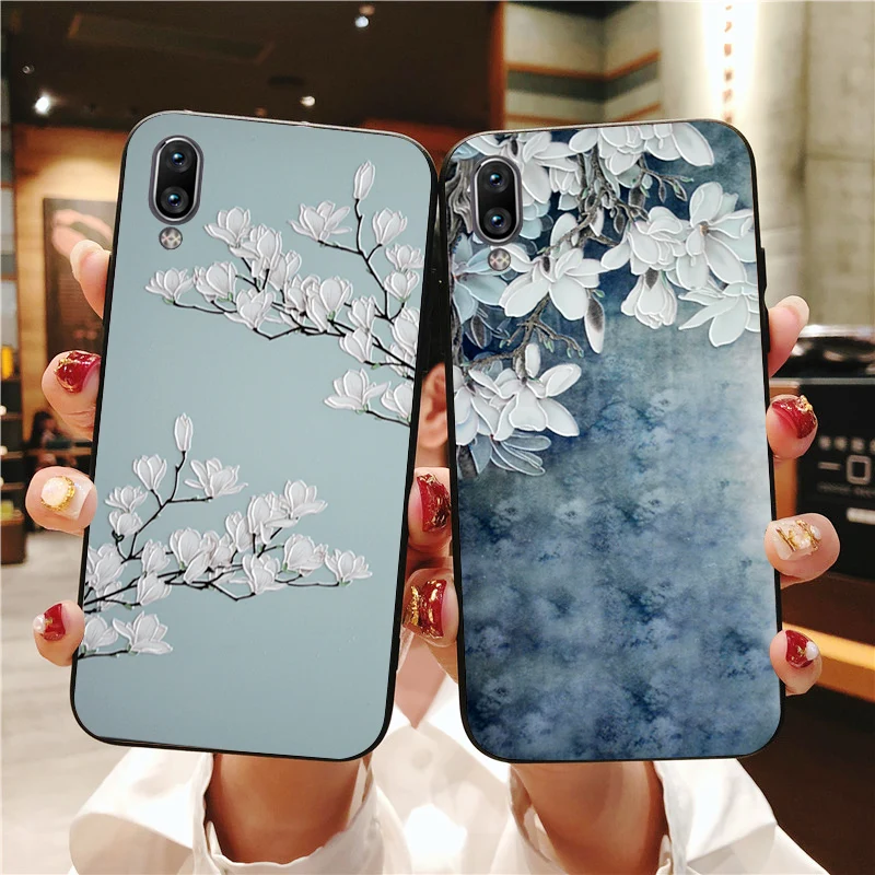 

Luxury Soft Silicone Case For Vivo V7 Plus Y79 Y81 Y83 3D Flower Relief Cloth Cover For Vivo V9 Y85 Y91 Y91i Y91C Y93 Y95 Y97