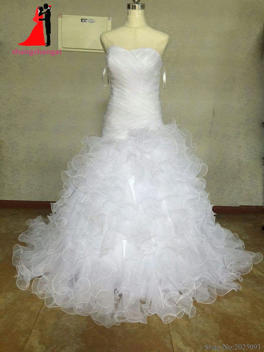 New White Plus Size font b Wedding b font Dresses 2017 Organza Ruffles A line font