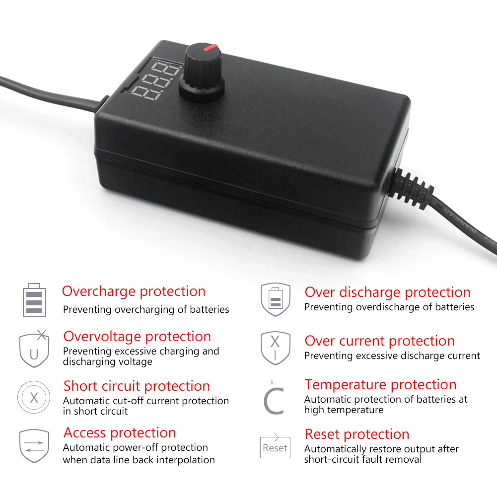 Универсальный адаптер с дисплеем adatpor 3 12 24 v DC 3-12V 2A/9-24V 1A с светодиодный экран с регулировкой напряжения питания