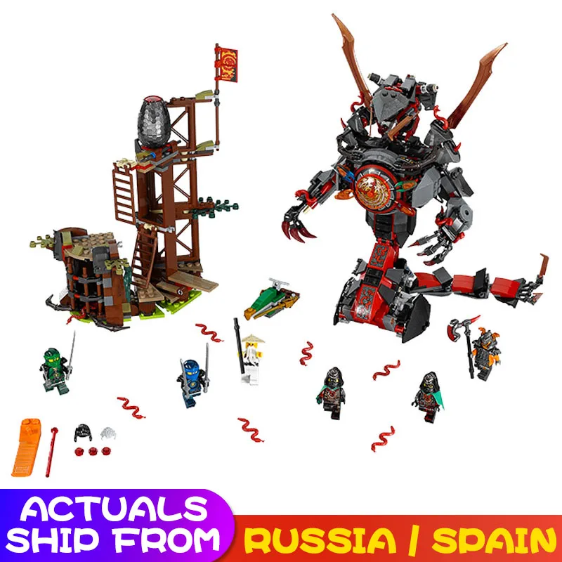 

In Stock Ninja Series Dawn of Iron Doom Legoing Ninja Building Blocks Toys for Children Compatible Legoings 734pcs