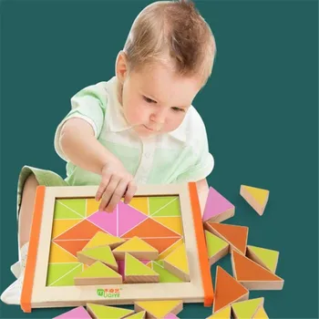 

Wooden Assembled Toy Mosaic Geometry Multiple Color Assembled Puzzle Early Learning Cognition Educational Toy