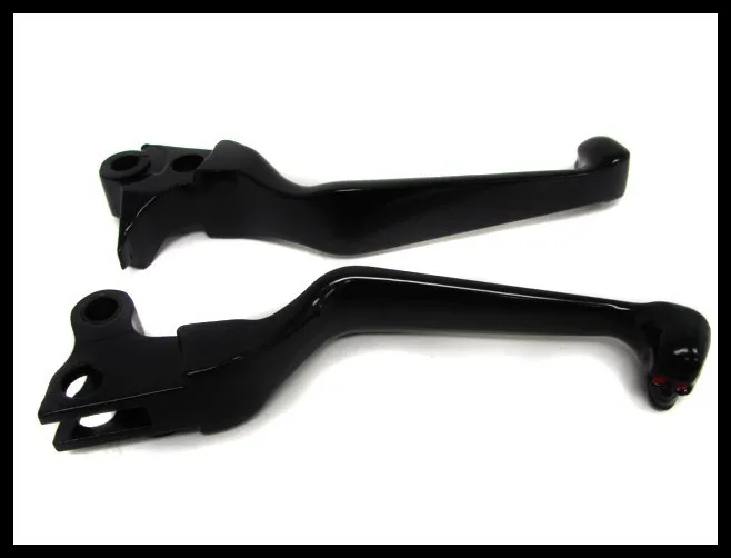 Freeshipping BLACK SKULL LEVERS Hand Control for 1996 2010 Harley Softail Dyna Glidein Levers