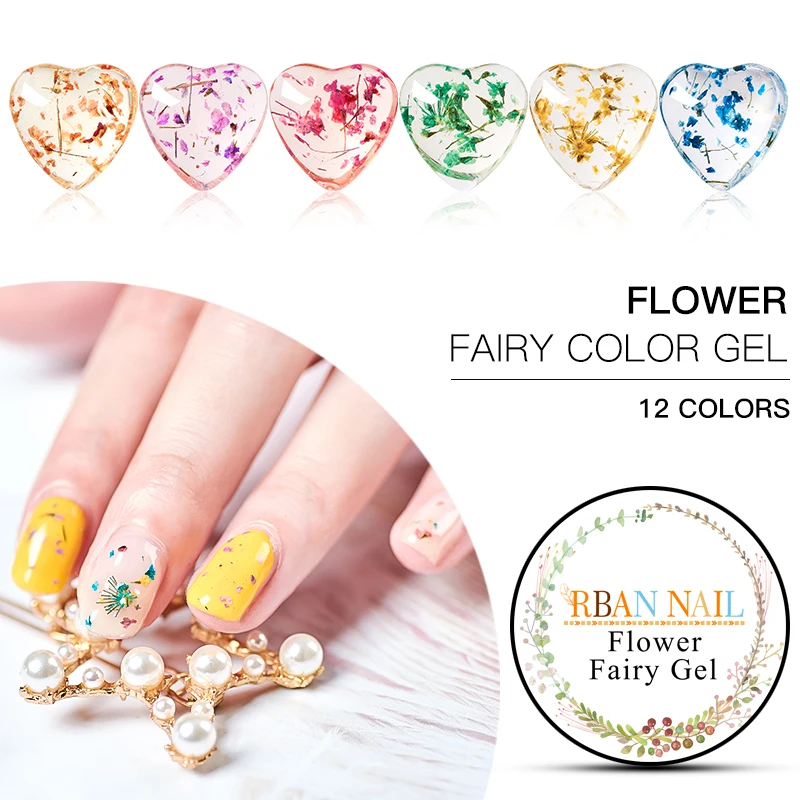 RBAN NAIL 5ML DIY Natural Dried Flower Fairy Nail Gel Polish Floral