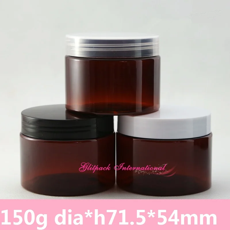 30pcs/lot 150g Amber color large plastic jars 150ml empty sugar salt