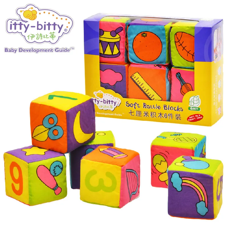 

Itty- bitty 6PCS Baby Rattle Soft Cubes For Kids Stacking Blocks Stuffed Numbers Learning Educational Toys for Children Gift Set