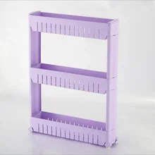 Gap Storage Shelf For Kitchen Storage Skating Movable Plastic Bathroom Shelf Save Space 3 layers High Quality