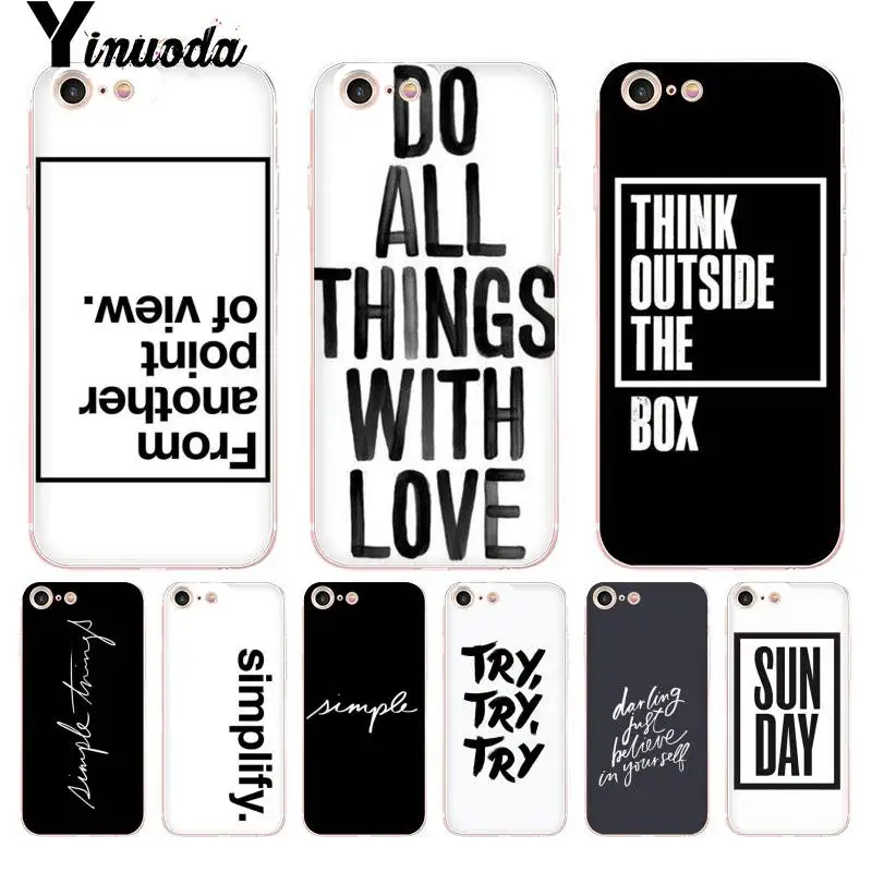 

Yinuoda For iphone 7 6 X Case Simple English Word Phrase Inspirational About Love Phone Case for iPhone X 6 6s 7 8 8Plus 5 5S 5C