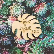 Подарок, сохранить дату пальмовый лист Свадебные сувениры магнит, невеста, жених