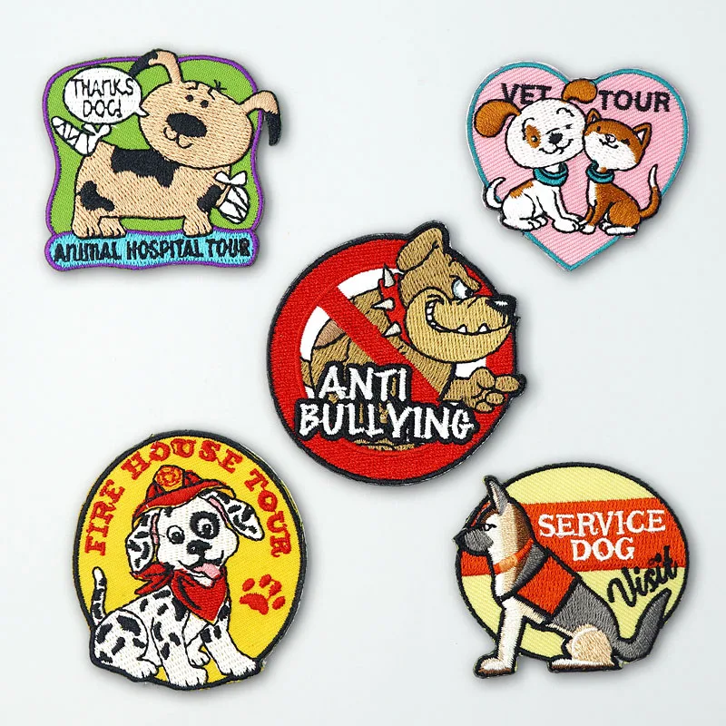 

Dog Iron On Patches Sewing Embroidered Applique for Jacket Clothes Stickers Badge DIY Apparel Accessories