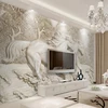 Custom Mural Wallpaper 3D Stereo Relief White Horse Photo Wall Murals Classic Living Room TV Backdrop Home Decor Wall Paintings ► Photo 3/6