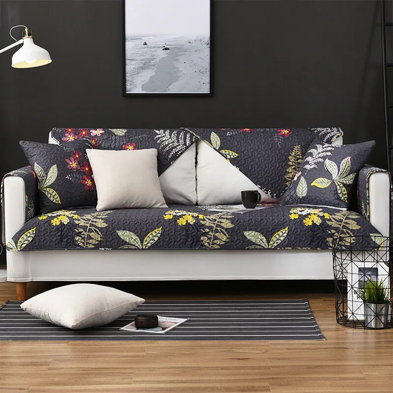 LeRadore Luxury 100 Cotton Sofa Cover Pillow Cover Anti skid Plaid Sofa Covers Four Seasons