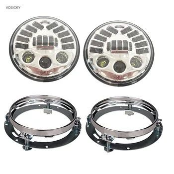 

7" inch Round LED Headlight 55W with 2 pcs bracket ring for Je ep Wr-angler JK CJ