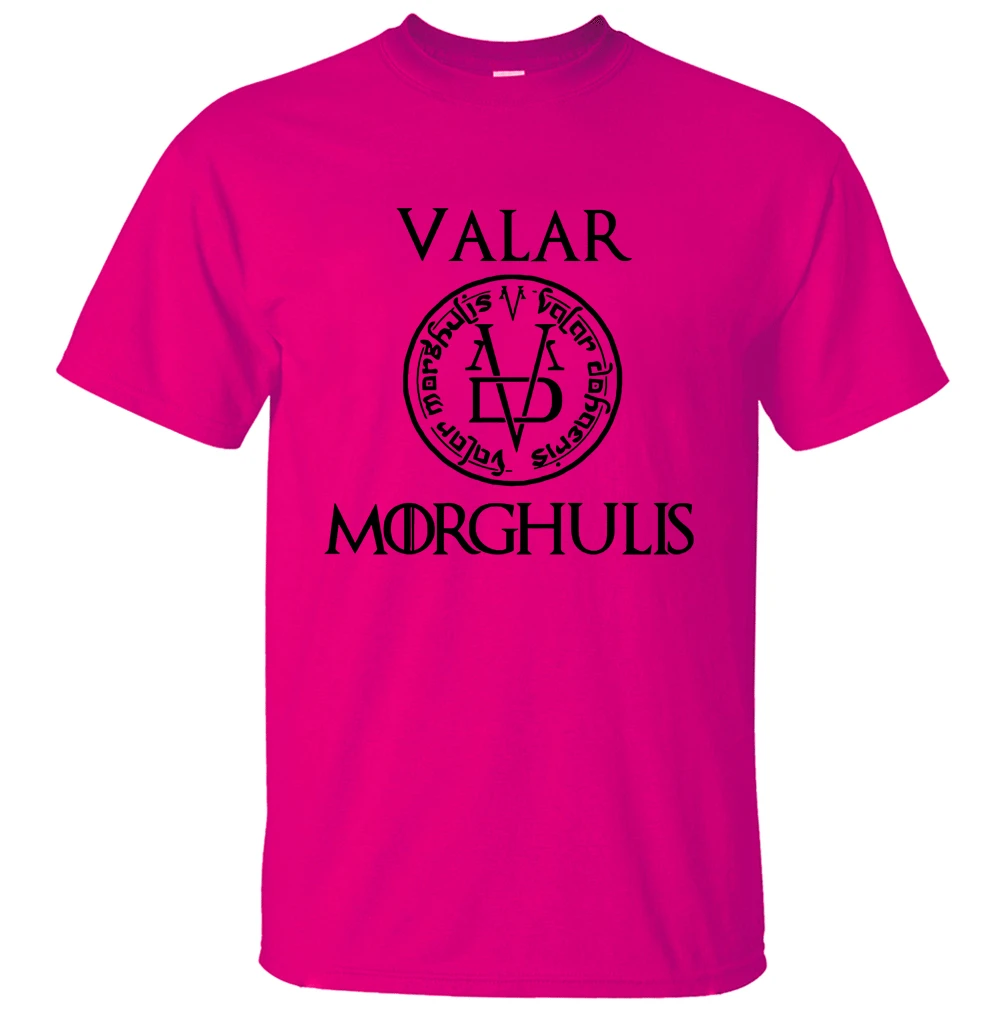 Летняя мужская футболка Valar Morghulis, все мужские футболки с надписью "Игра престолов", повседневные мужские футболки из хлопка - Цвет: rose red1