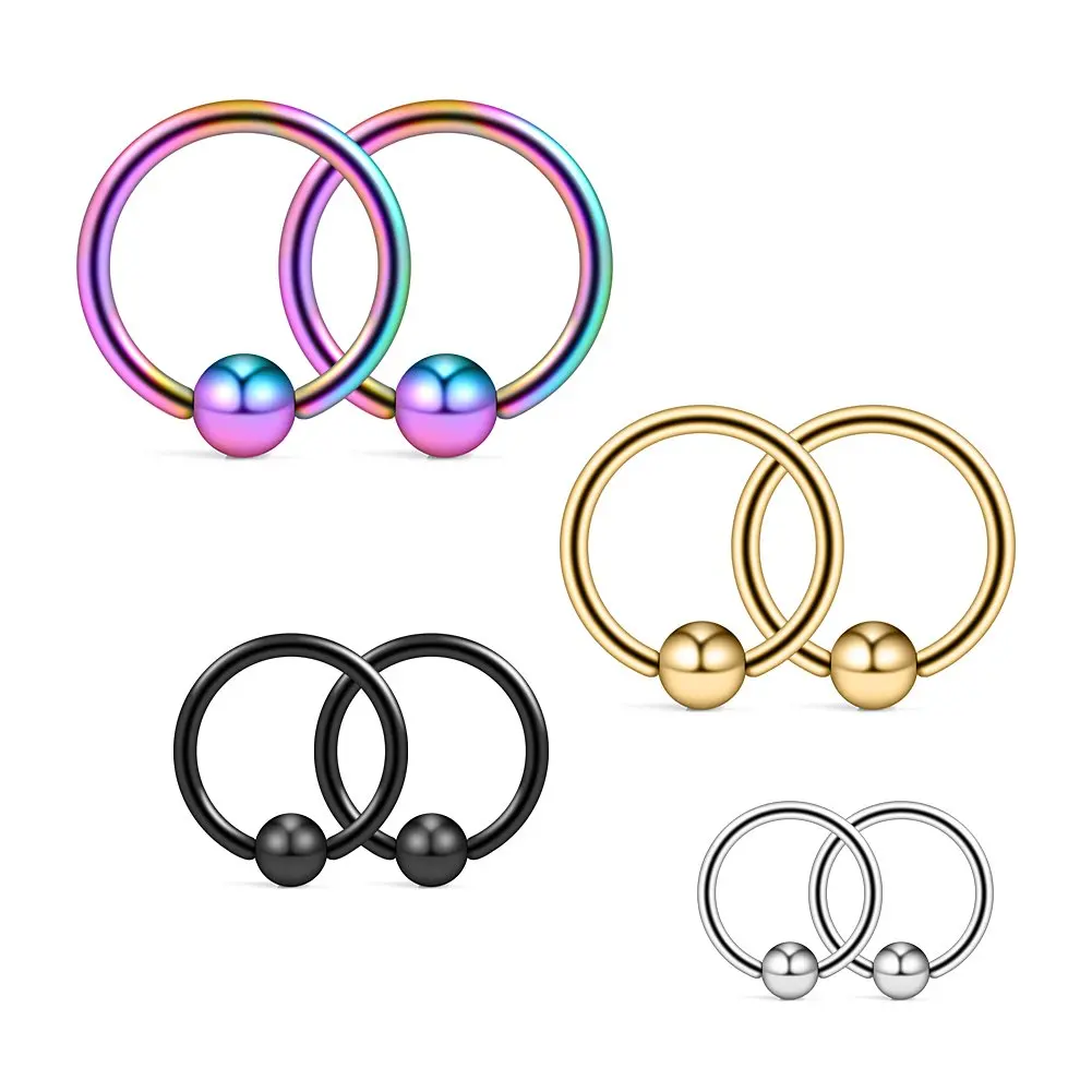 

JFORYOU 14G 316L Surgical Steel Captive Bead Ring PA Nipple Eyebrow Belly Tragus Cartilage Septum Piercing Jewelry 8PCS