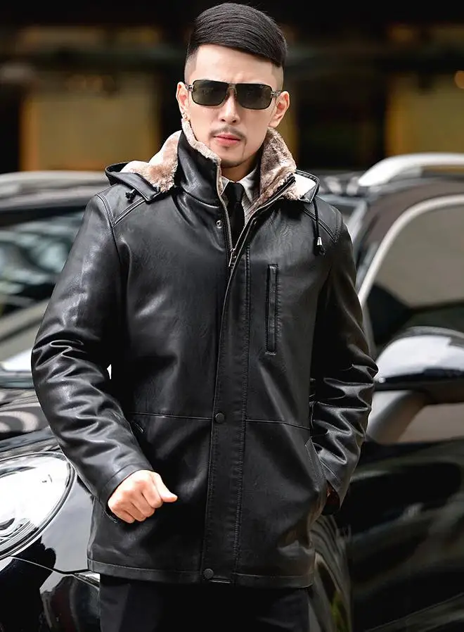 Free Shipping Winter Warm Long font b Men b font font b Leather b font font