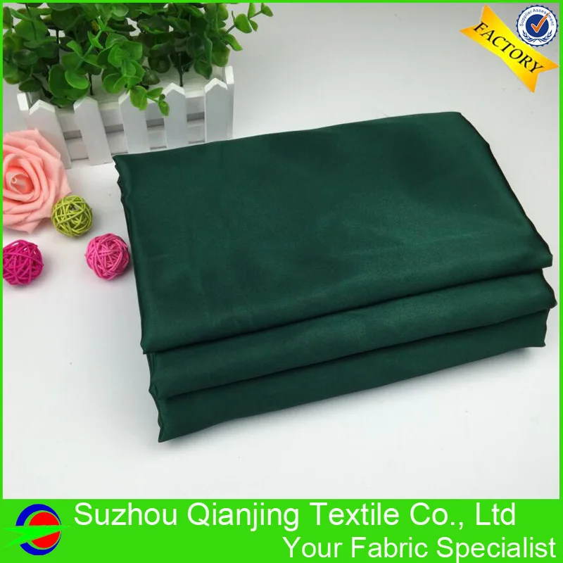 Dark Green Polyester Satin Solid Dyed Cloth Shiny Soft Smooth Material