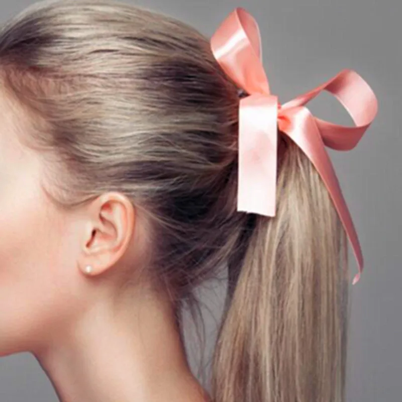 

T5 Fashion Jewelry Pink Long Headbands Baby Girls Lovely Cute Bow Knot Tiara Korean Style Hair Accessories Wholesale Free Ship
