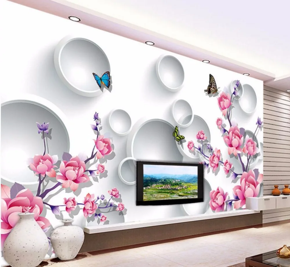 beibehang Custom Photo Wallpaper Sticker 3D 3D Pink Flower TV Background  Wall papel de parede 3d para sala atacado wall paper|wall paper|tv  backgroundpapel de parede 3d - AliExpress