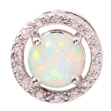 Blanco del Ópalo de Fuego de Plata Cubic Zirconia Pendiente Al Por Mayor Al Por Menor Partido de La Manera Para Las Mujeres Joyería Colgante 13mm OD4653