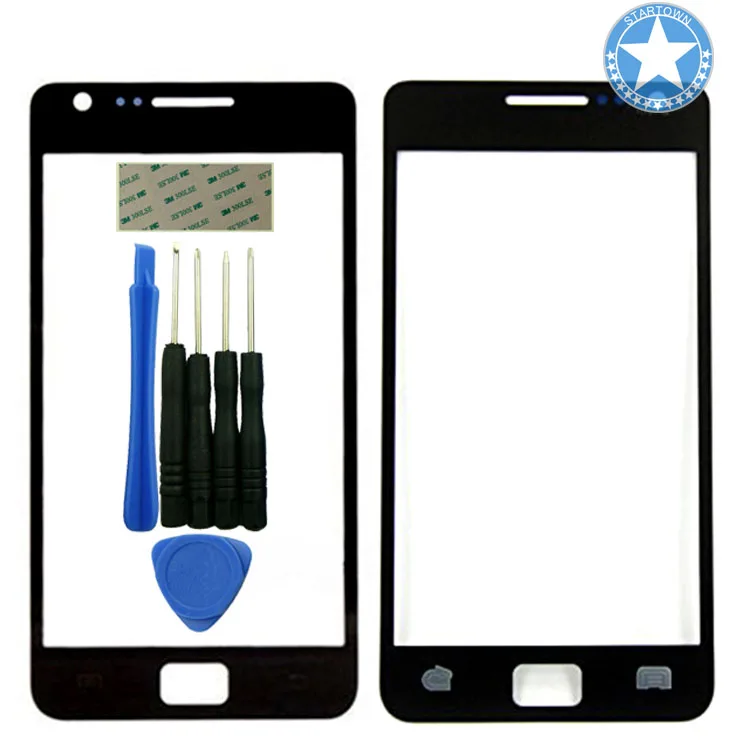 

For Samsung Galaxy S2 II Plus i9105 Front Screen Glass Lens Front Outer Lens for Replacement Assembly with Tools Adhesive Black