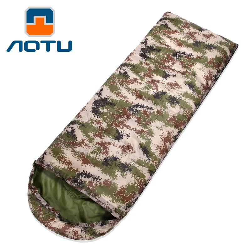 

AOTU Camouflage sleeping bag adult Thermal Autumn Winter Envelope Hooded Travel Camping Water Resistant Thick Sleeping Bag 469