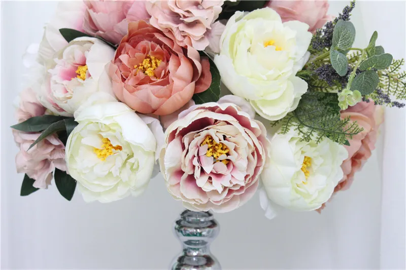 Custom 35cm Silk Peonies Artificial Flower Ball Centerpieces